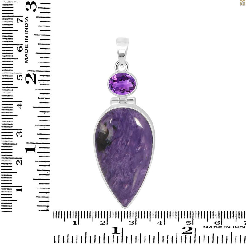Charoite/Amethyst Pendant-2SP CHR-1-106