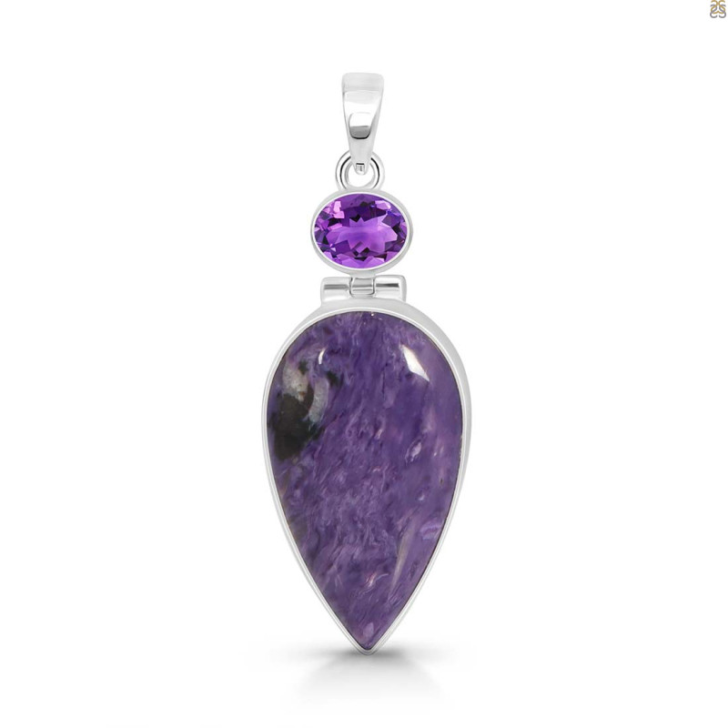 Charoite/Amethyst Pendant-2SP CHR-1-106