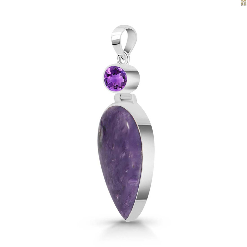 Charoite/Amethyst Pendant-2SP CHR-1-106