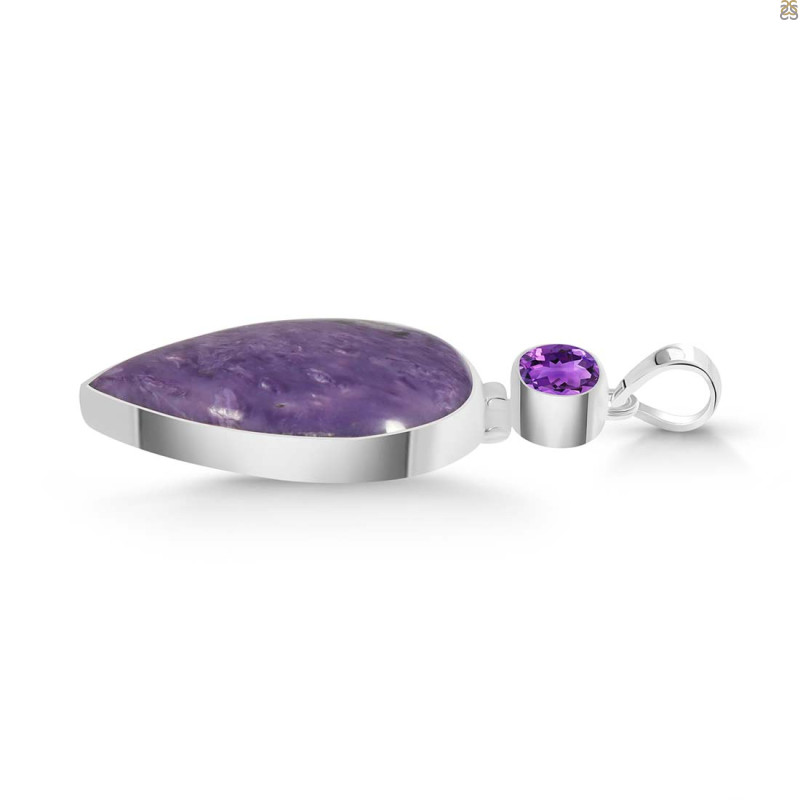 Charoite/Amethyst Pendant-2SP CHR-1-106