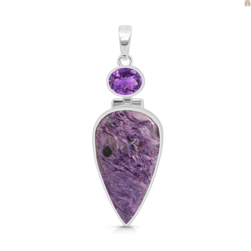 Charoite/Amethyst Pendant-2SP CHR-1-81