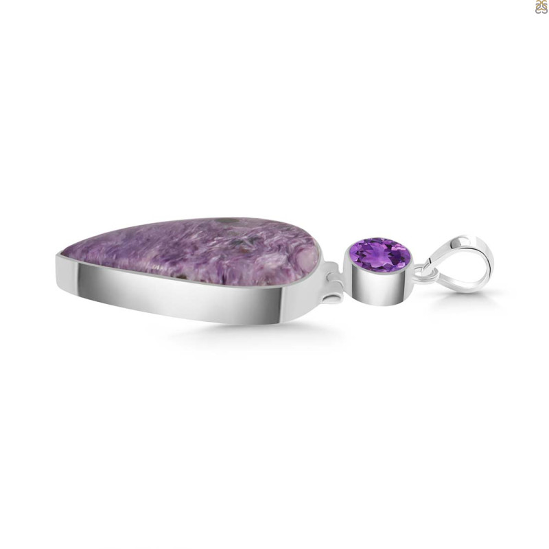 Charoite/Amethyst Pendant-2SP CHR-1-81