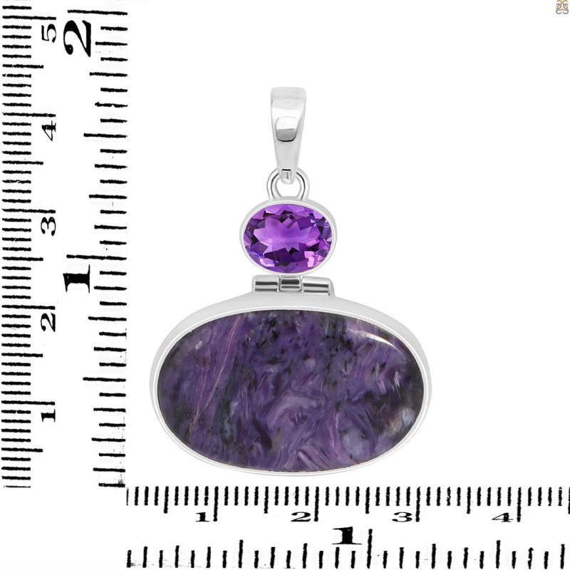 Charoite/Amethyst Pendant-2SP CHR-1-82