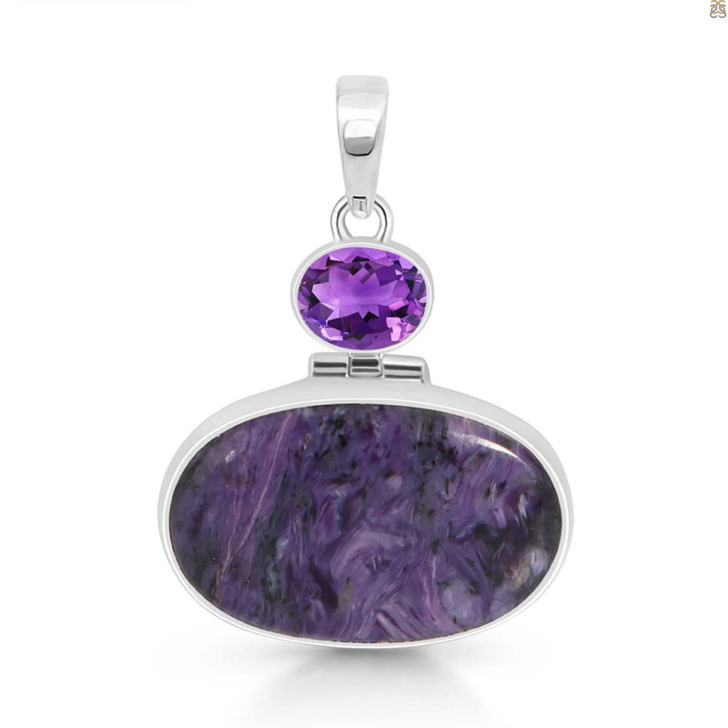 Charoite/Amethyst Pendant-2SP CHR-1-82