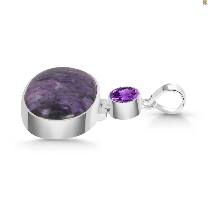 Charoite/Amethyst Pendant-2SP CHR-1-82