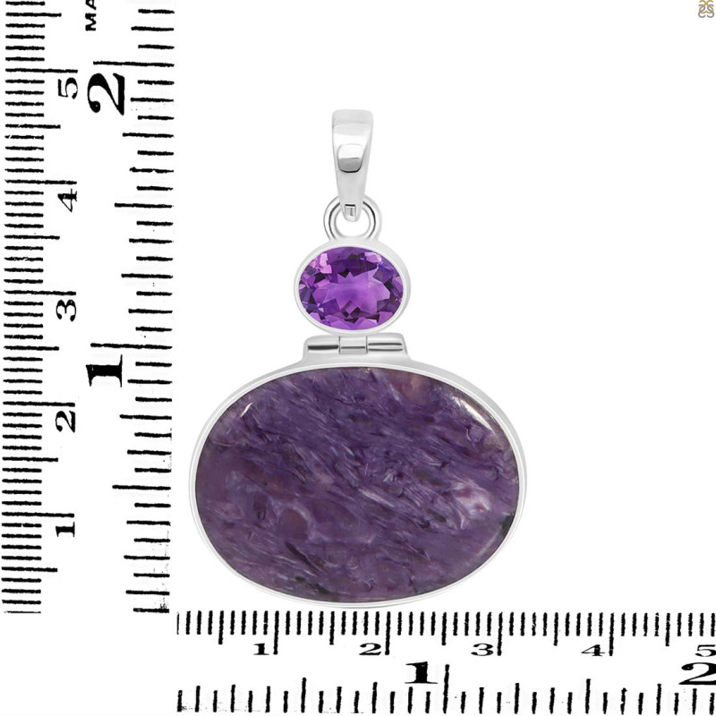 Charoite/Amethyst Pendant-2SP CHR-1-89