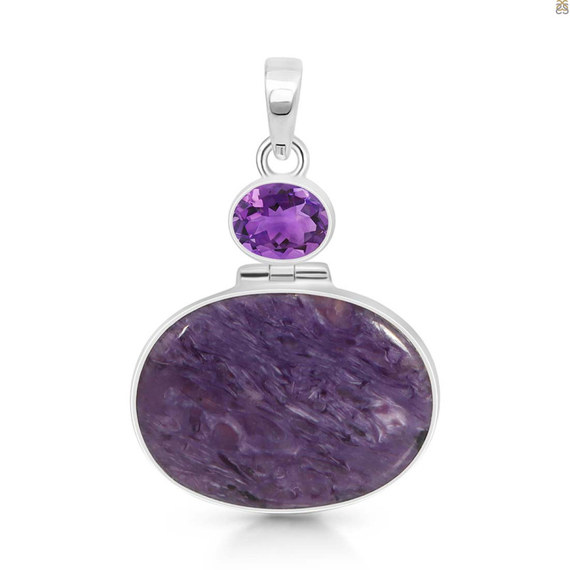 Charoite/Amethyst Pendant-2SP CHR-1-89