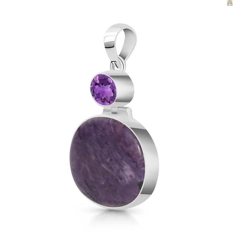 Charoite/Amethyst Pendant-2SP CHR-1-89