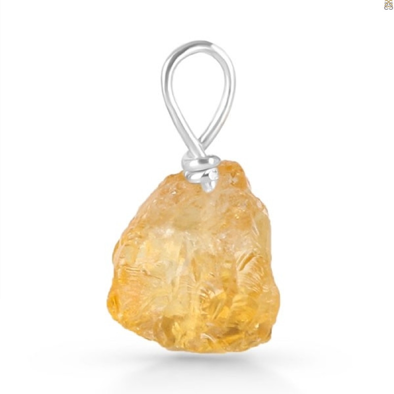 Citrine Raw Crystal Drill Pendant