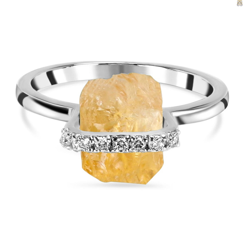 Citrine Raw Crystal & White Topaz Ring CIT-RR-381.