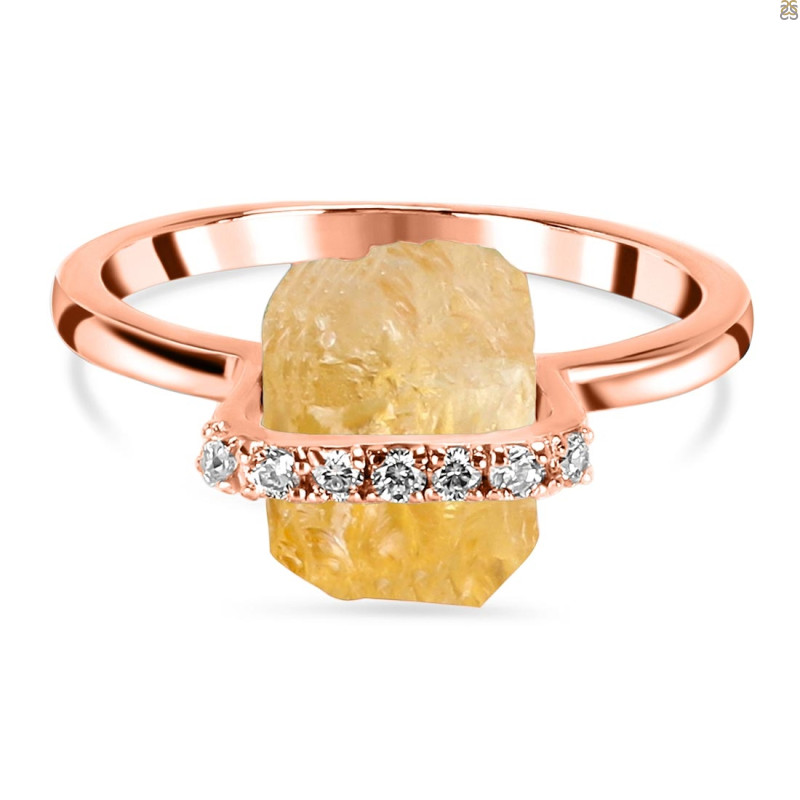 Citrine Raw Crystal & White Topaz Ring CIT-RR-381.