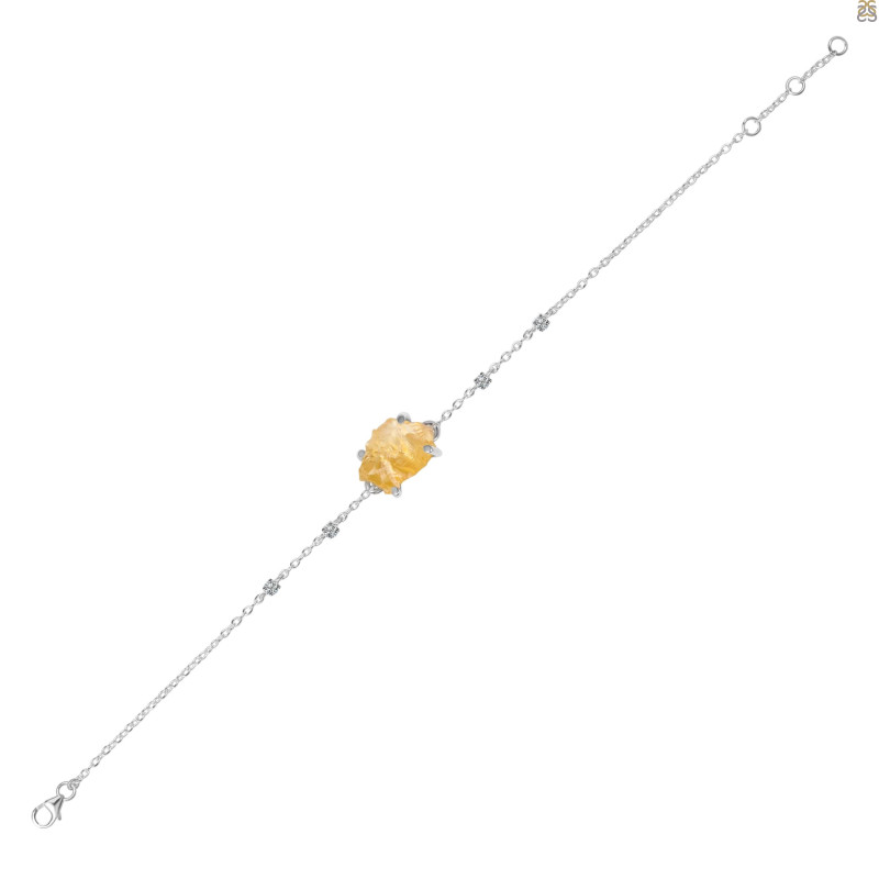Citrine Raw Crystal & White Topaz Bracelet