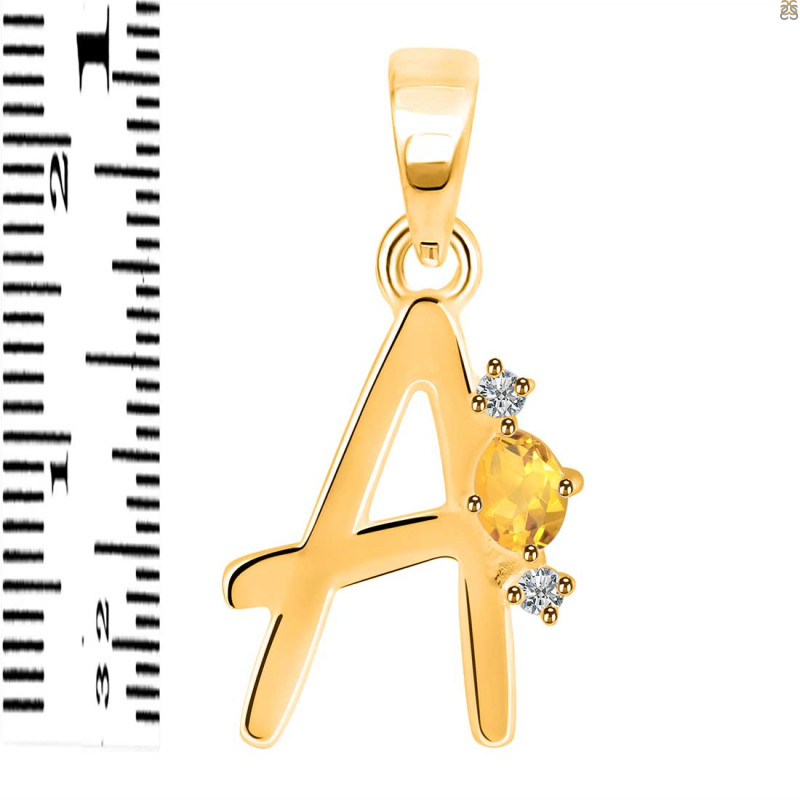 Citrine & White Topaz Alphabet A Pendant CIT-RDA-1.