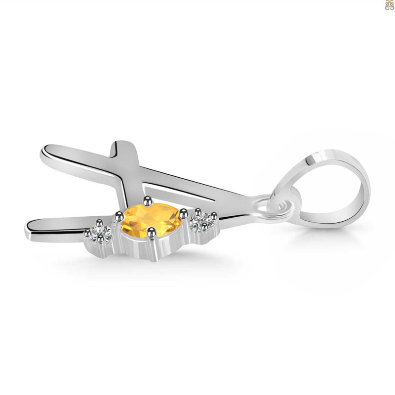 Citrine & White Topaz Alphabet A Pendant