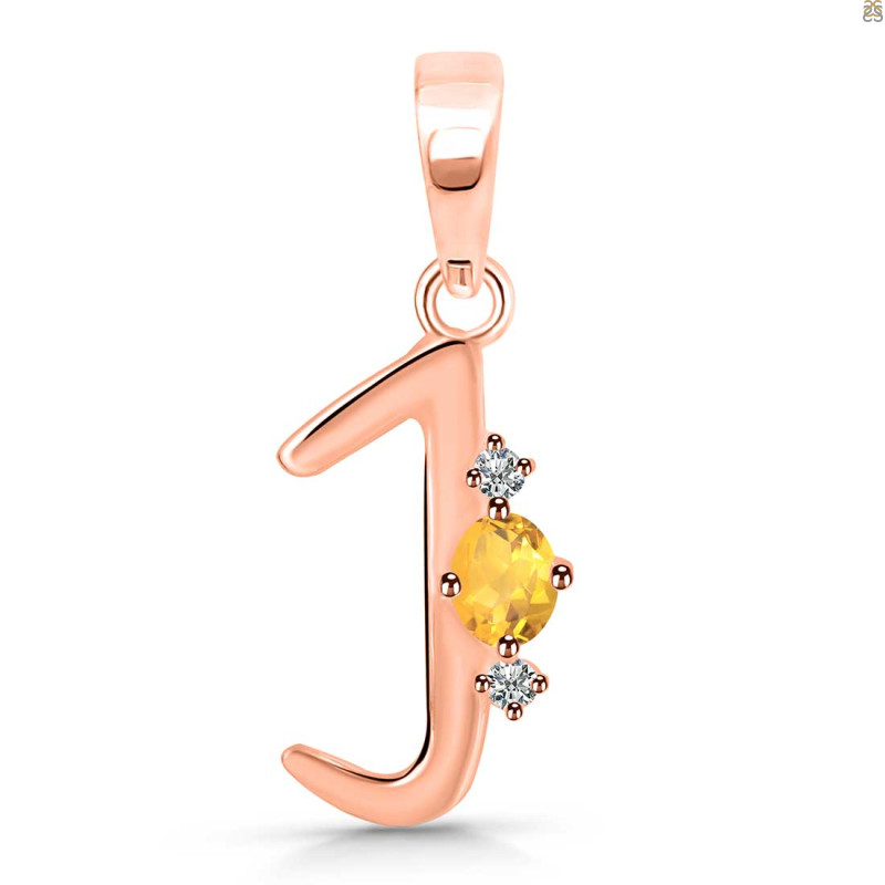 Citrine & White Topaz Alphabet J Pendant CIT-RDA-10.