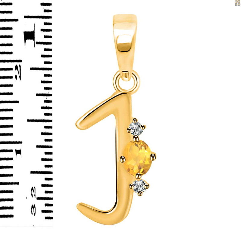 Citrine & White Topaz Alphabet J Pendant CIT-RDA-10.