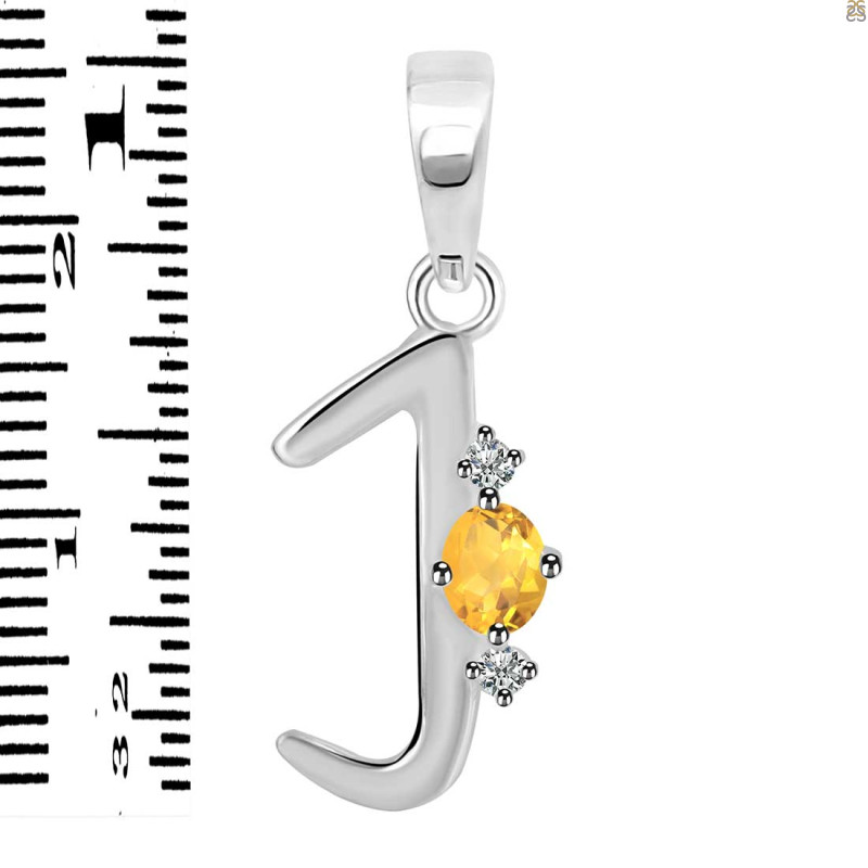 Citrine & White Topaz Alphabet J Pendant CIT-RDA-10.