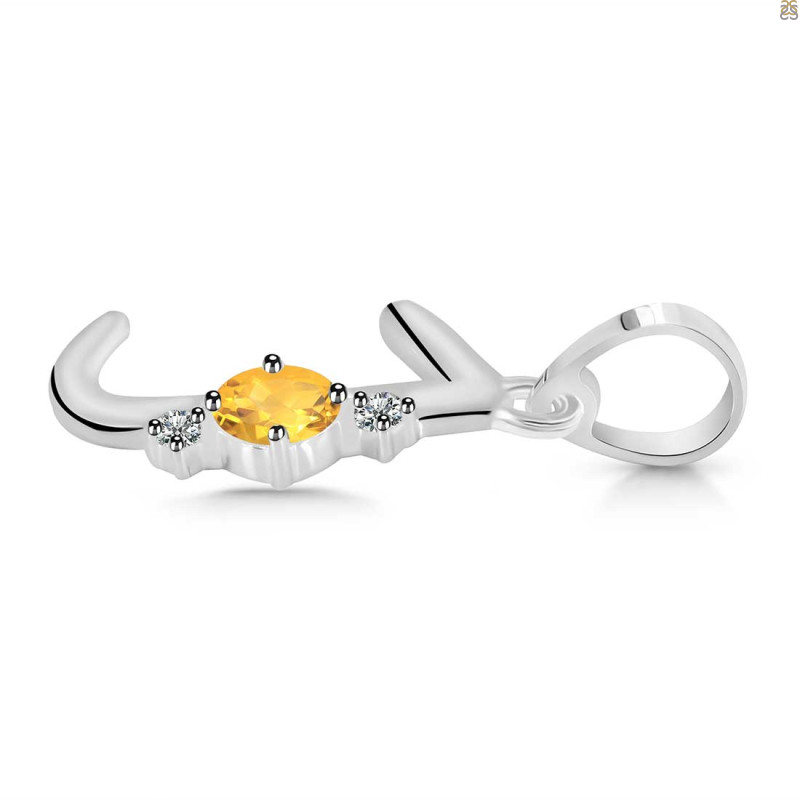 Citrine & White Topaz Alphabet J Pendant