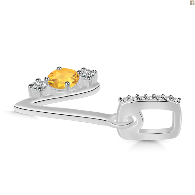 Citrine & White Topaz Alphabet V Pendant