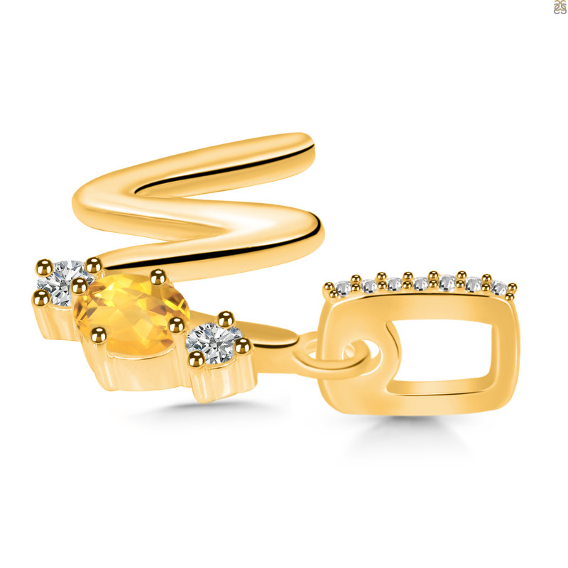 Citrine & White Topaz Alphabet W Pendant CIT-RDA-101.