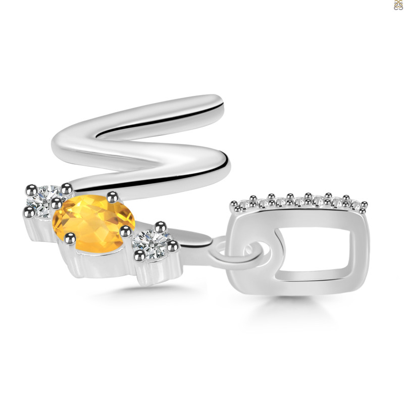 Citrine & White Topaz Alphabet W Pendant