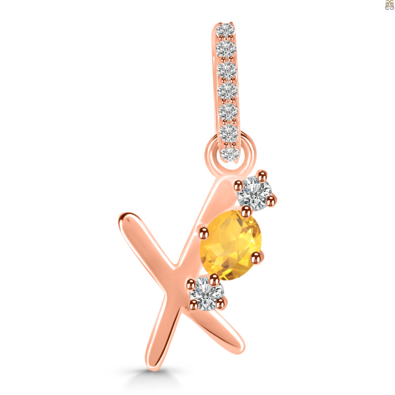 Citrine & White Topaz Alphabet X Pendant CIT-RDA-102.