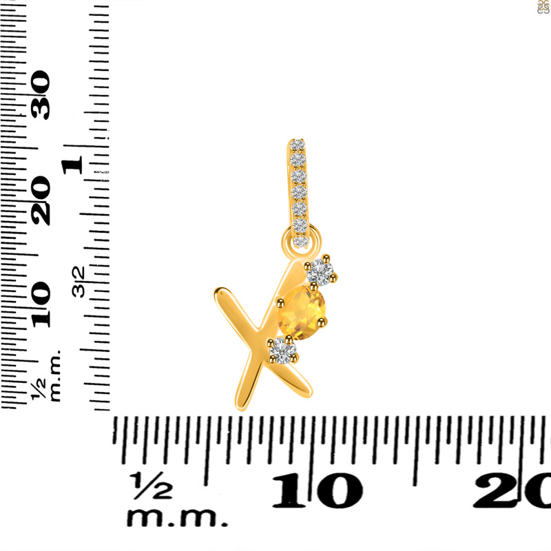 Citrine & White Topaz Alphabet X Pendant CIT-RDA-102.