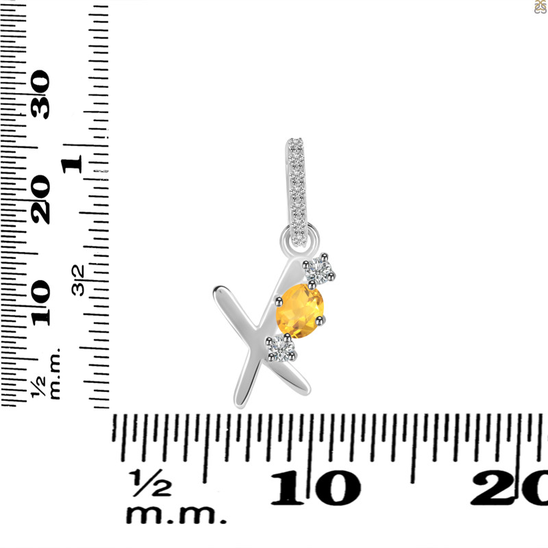Citrine & White Topaz Alphabet X Pendant CIT-RDA-102.