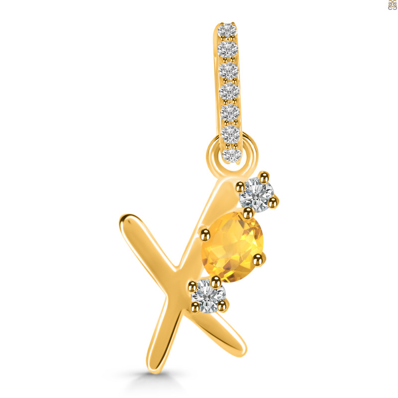 Citrine & White Topaz Alphabet X Pendant CIT-RDA-102.