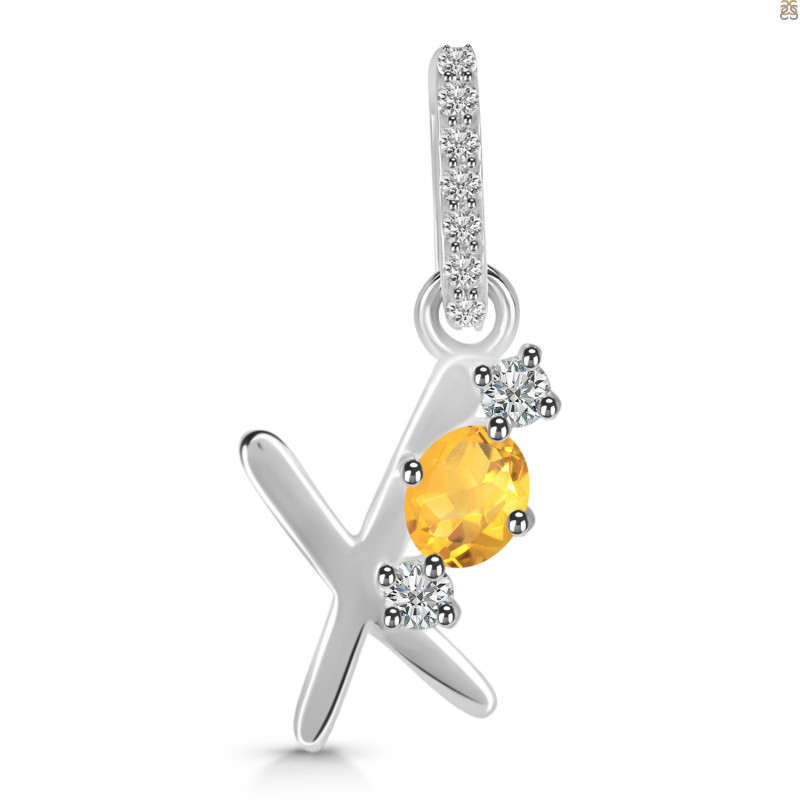 Citrine & White Topaz Alphabet X Pendant CIT-RDA-102.