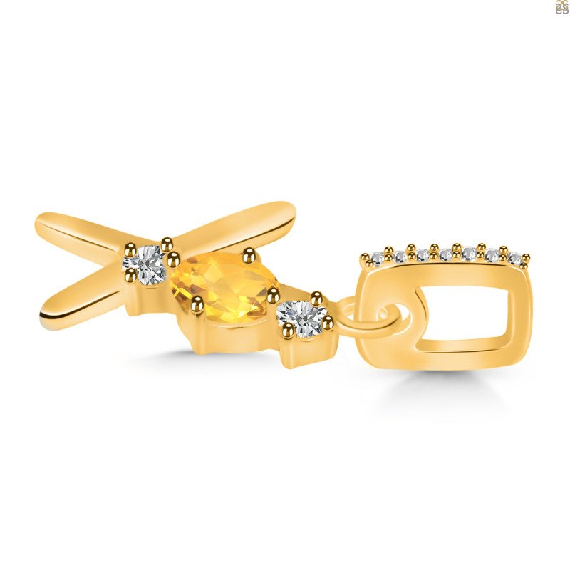Citrine & White Topaz Alphabet X Pendant CIT-RDA-102.