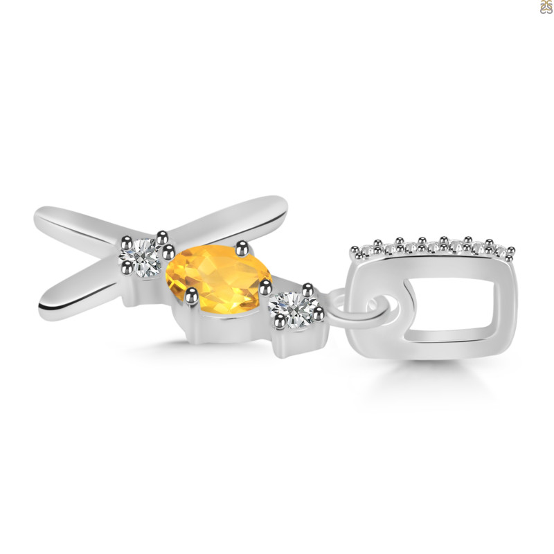 Citrine & White Topaz Alphabet X Pendant CIT-RDA-102.