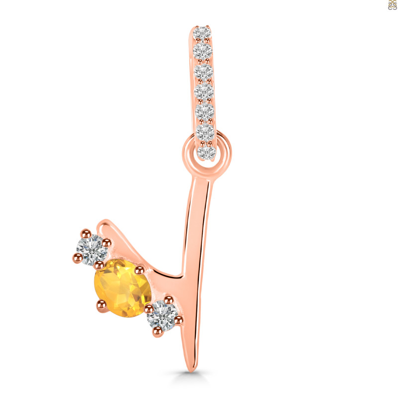 Citrine & White Topaz Alphabet Y Pendant CIT-RDA-103.