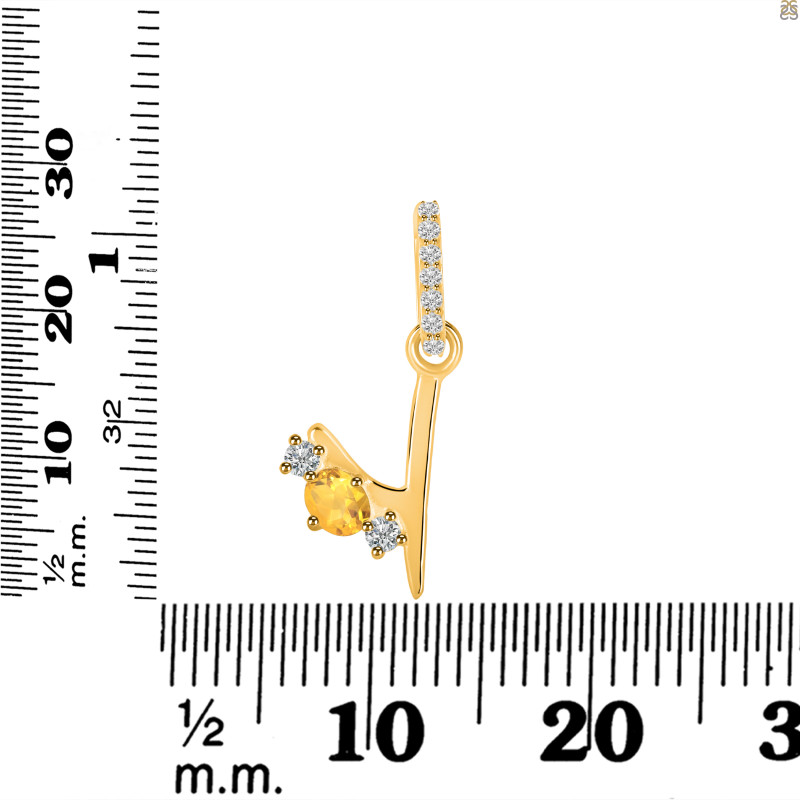 Citrine & White Topaz Alphabet Y Pendant CIT-RDA-103.