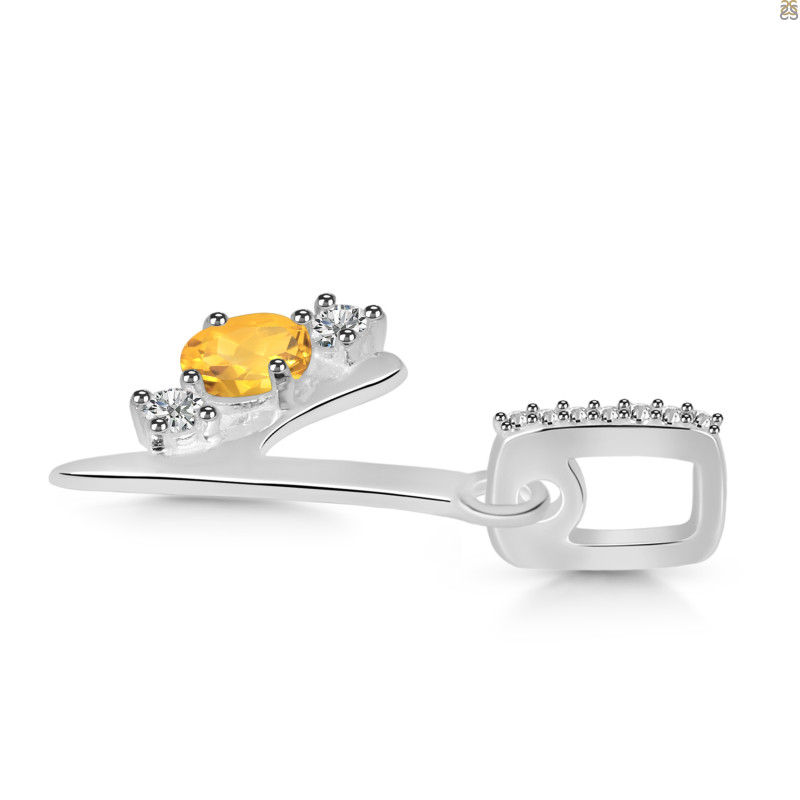 Citrine & White Topaz Alphabet Y Pendant