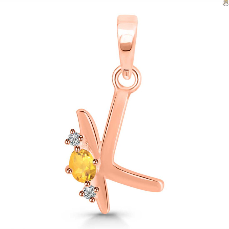 Citrine & White Topaz Alphabet K Pendant CIT-RDA-11.