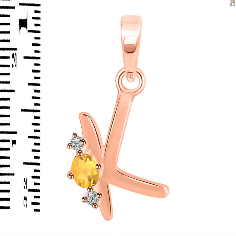 Citrine & White Topaz Alphabet K Pendant CIT-RDA-11.