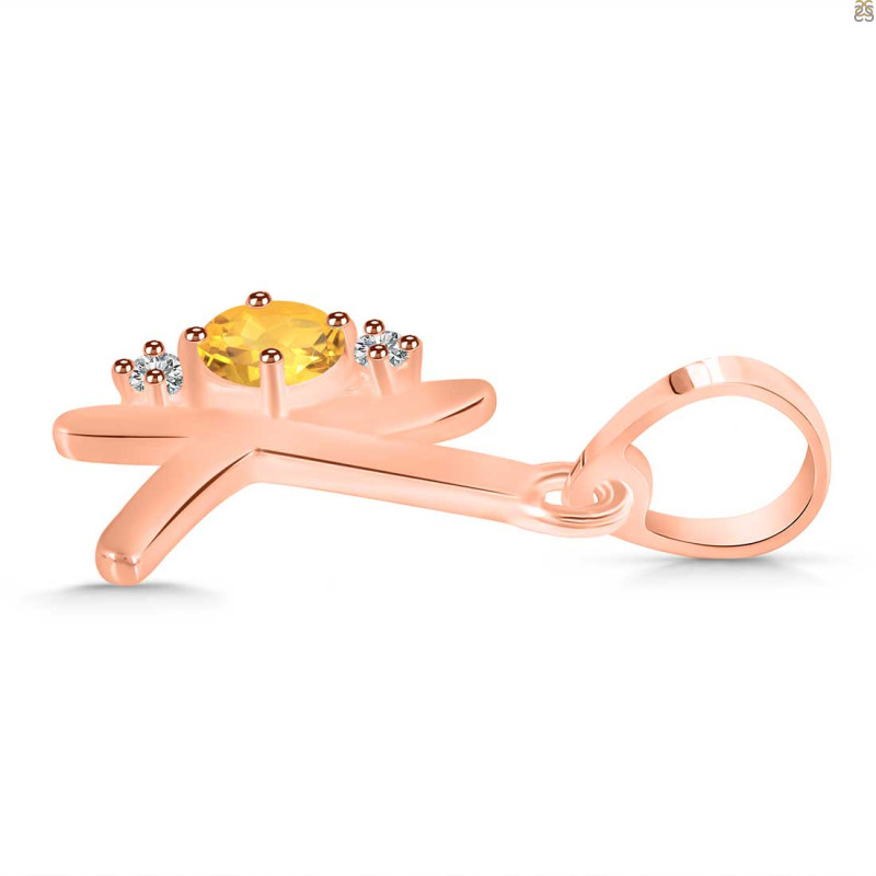 Citrine & White Topaz Alphabet K Pendant CIT-RDA-11.