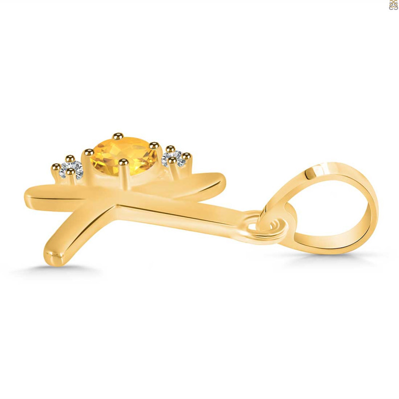 Citrine & White Topaz Alphabet K Pendant CIT-RDA-11.