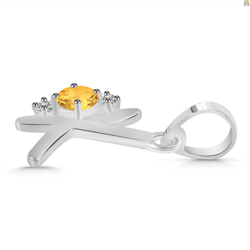 Citrine & White Topaz Alphabet K Pendant