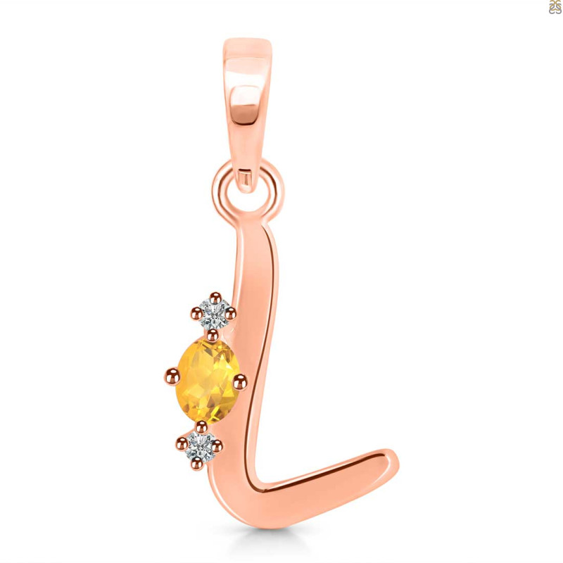 Citrine & White Topaz Alphabet L Pendant CIT-RDA-12.