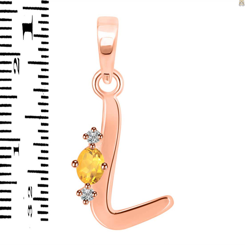 Citrine & White Topaz Alphabet L Pendant CIT-RDA-12.
