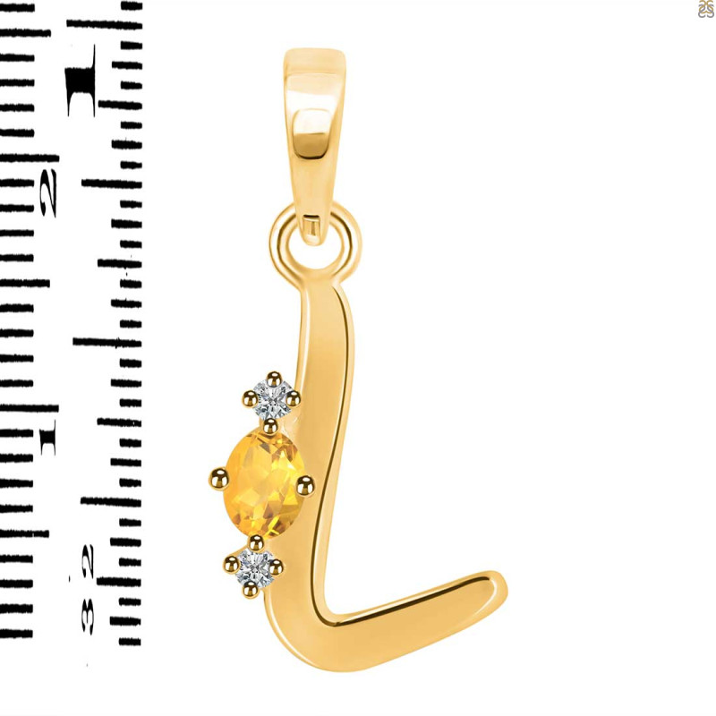 Citrine & White Topaz Alphabet L Pendant CIT-RDA-12.