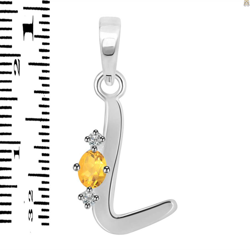 Citrine & White Topaz Alphabet L Pendant CIT-RDA-12.