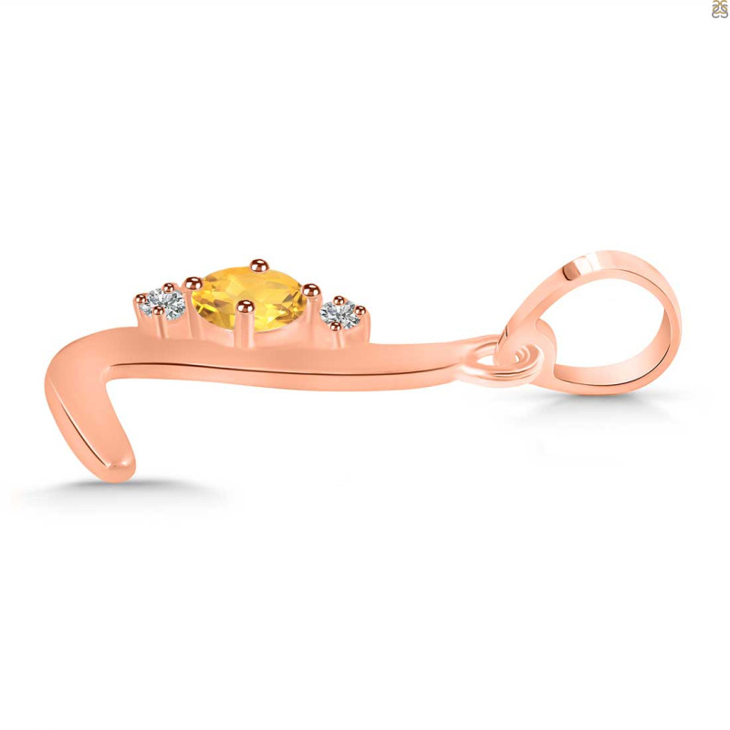 Citrine & White Topaz Alphabet L Pendant CIT-RDA-12.