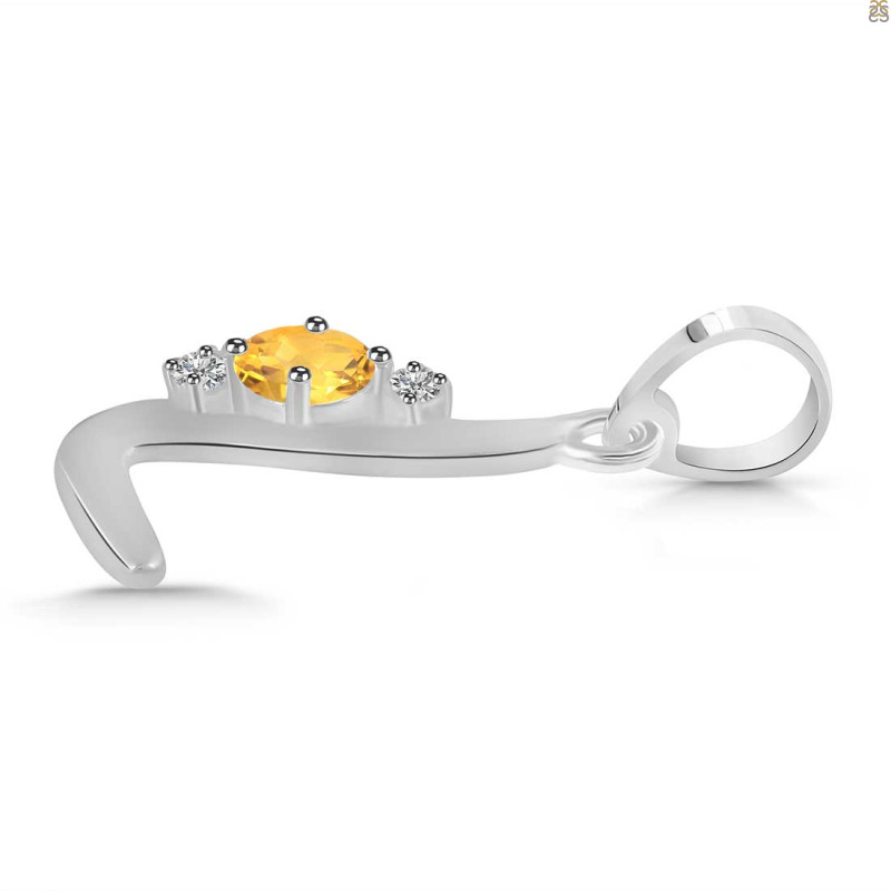 Citrine & White Topaz Alphabet L Pendant