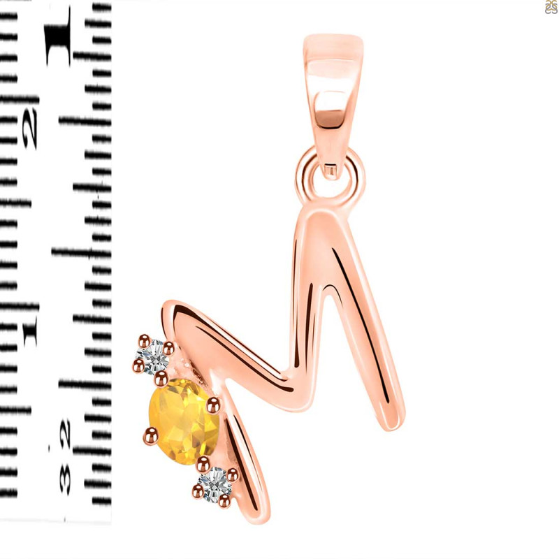 Citrine & White Topaz Alphabet M Pendant CIT-RDA-13.