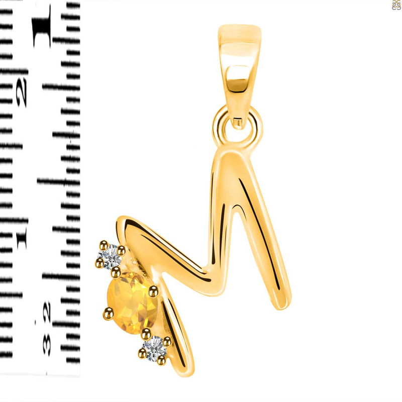 Citrine & White Topaz Alphabet M Pendant CIT-RDA-13.