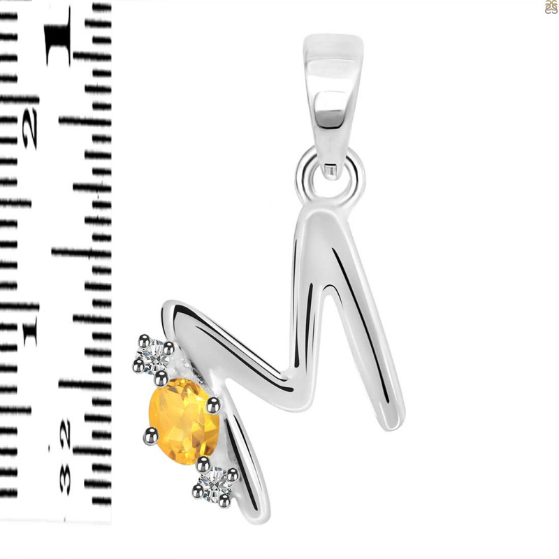 Citrine & White Topaz Alphabet M Pendant CIT-RDA-13.