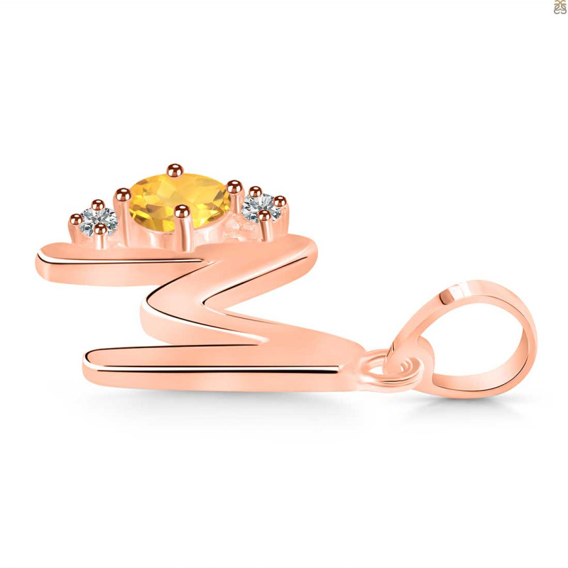 Citrine & White Topaz Alphabet M Pendant CIT-RDA-13.